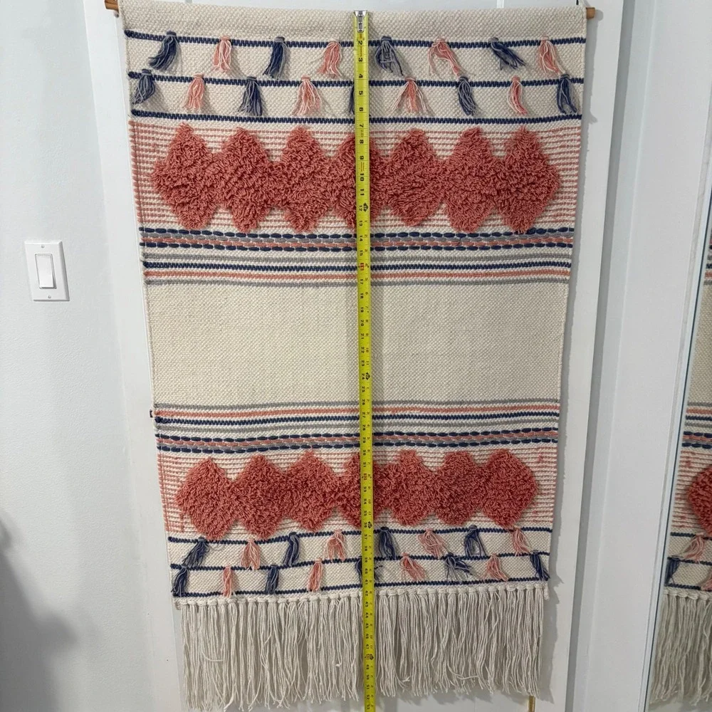 Boho Woven Wall Hanging Tassel Fringe Shaggy Diamond Tufted Textile‎ Art 28x48